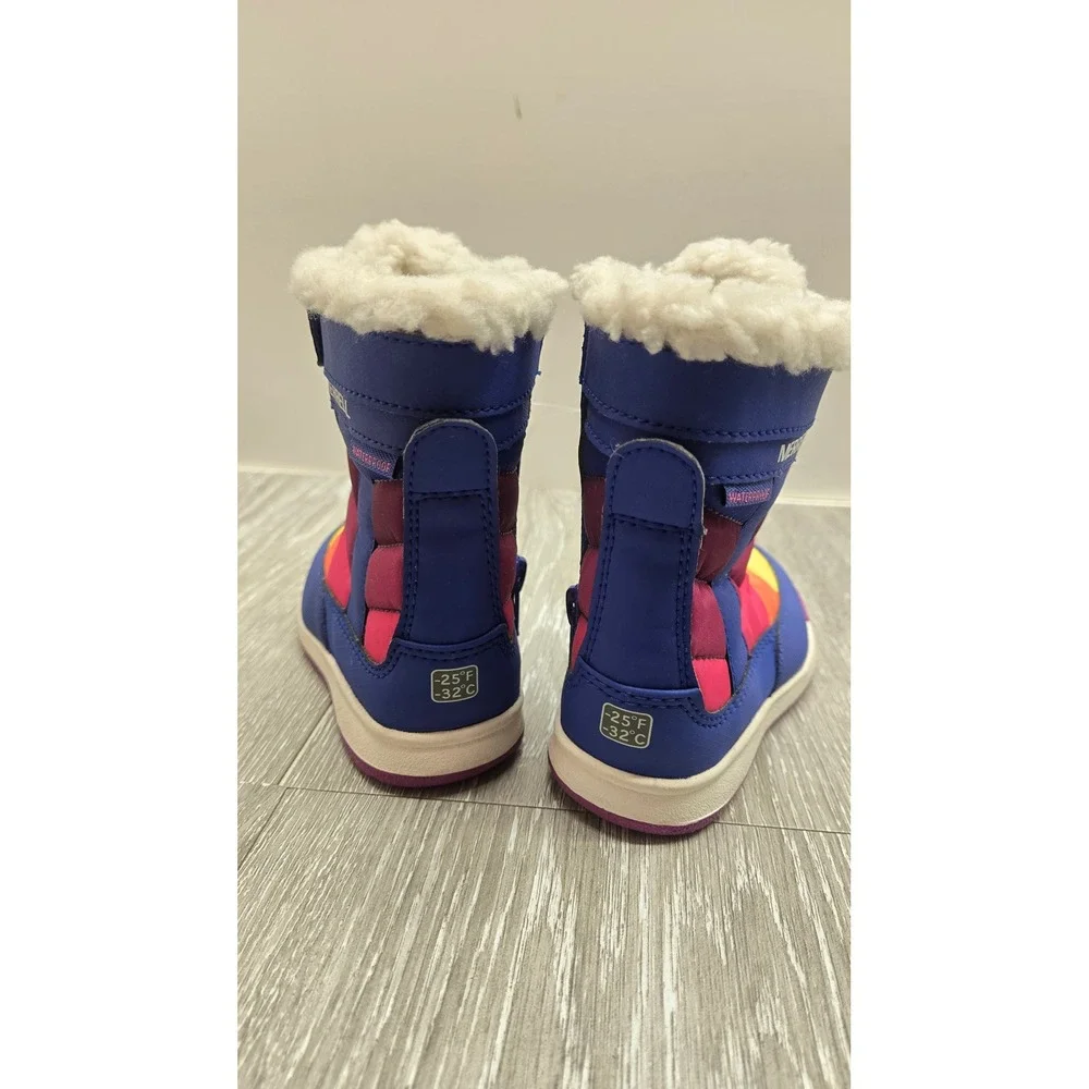 Merrell Alpine Puffer‎ JR Waterproof Winter Boots Blue Rainbow Kids Toddler Sz 6